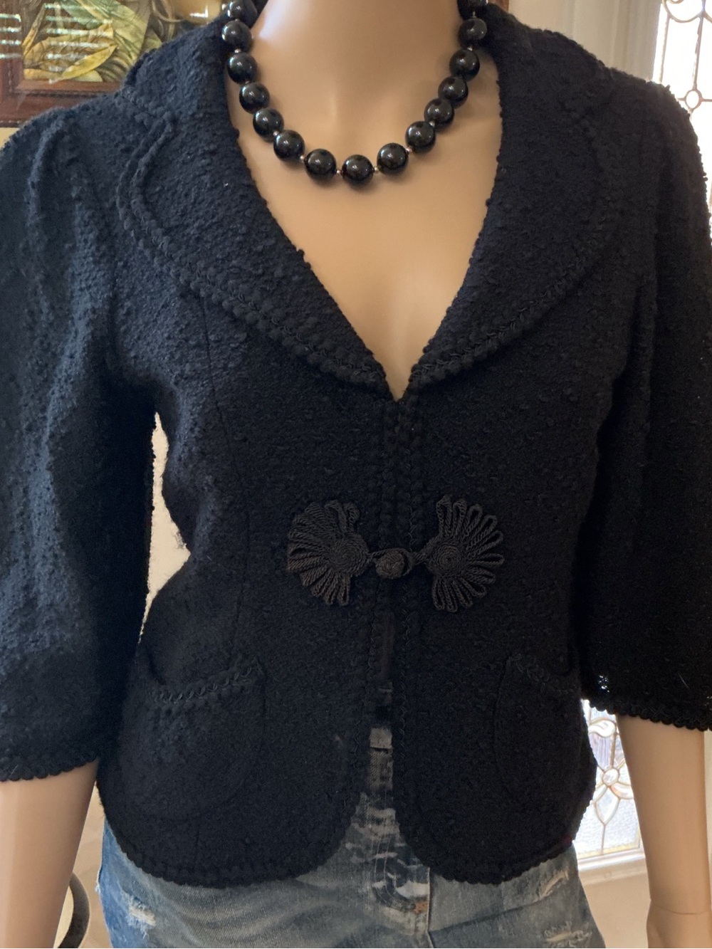 🎉HOST PICK🎉 Nanette Lepore Black Crochet-Trim Jacket
